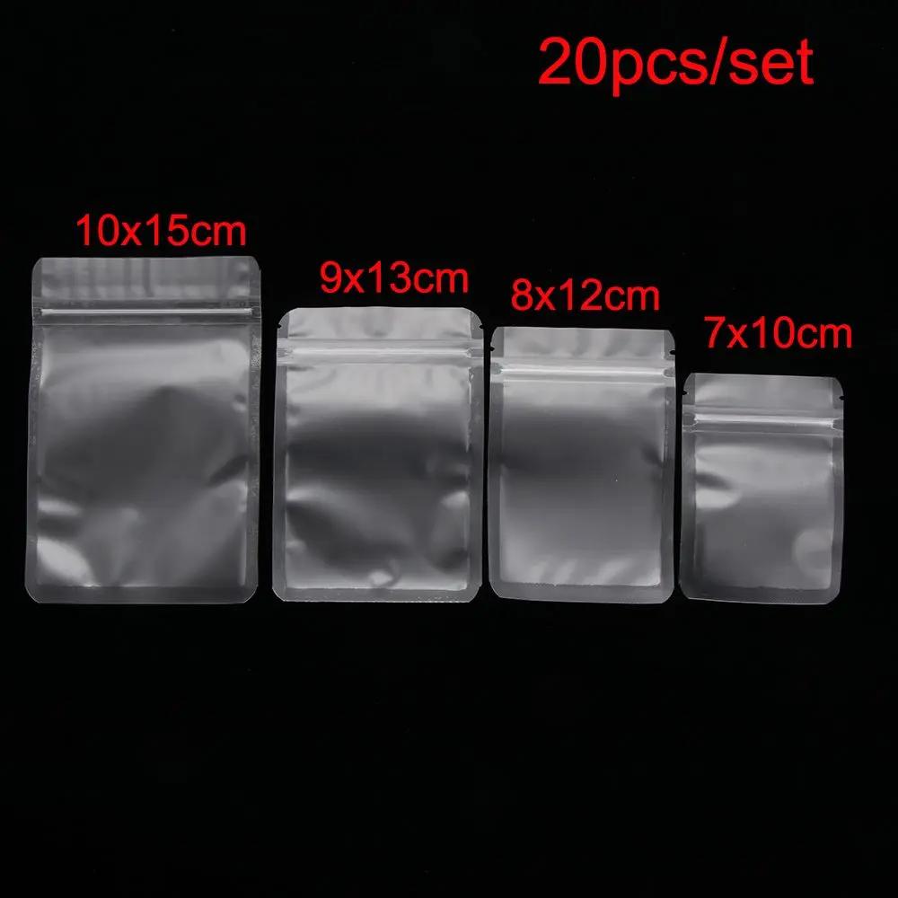 20Pcs Packaging Bag Water Proof Zipper Storage Reclosable Food Pouches SelfSeal Matte Waterproof Transparent Pack Retail Plastic