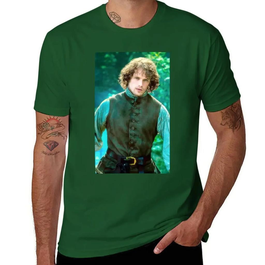 Sam Heughan T-shirt nieuwe editie schattige tops Koreaanse mode t-shirts voor mannen pak