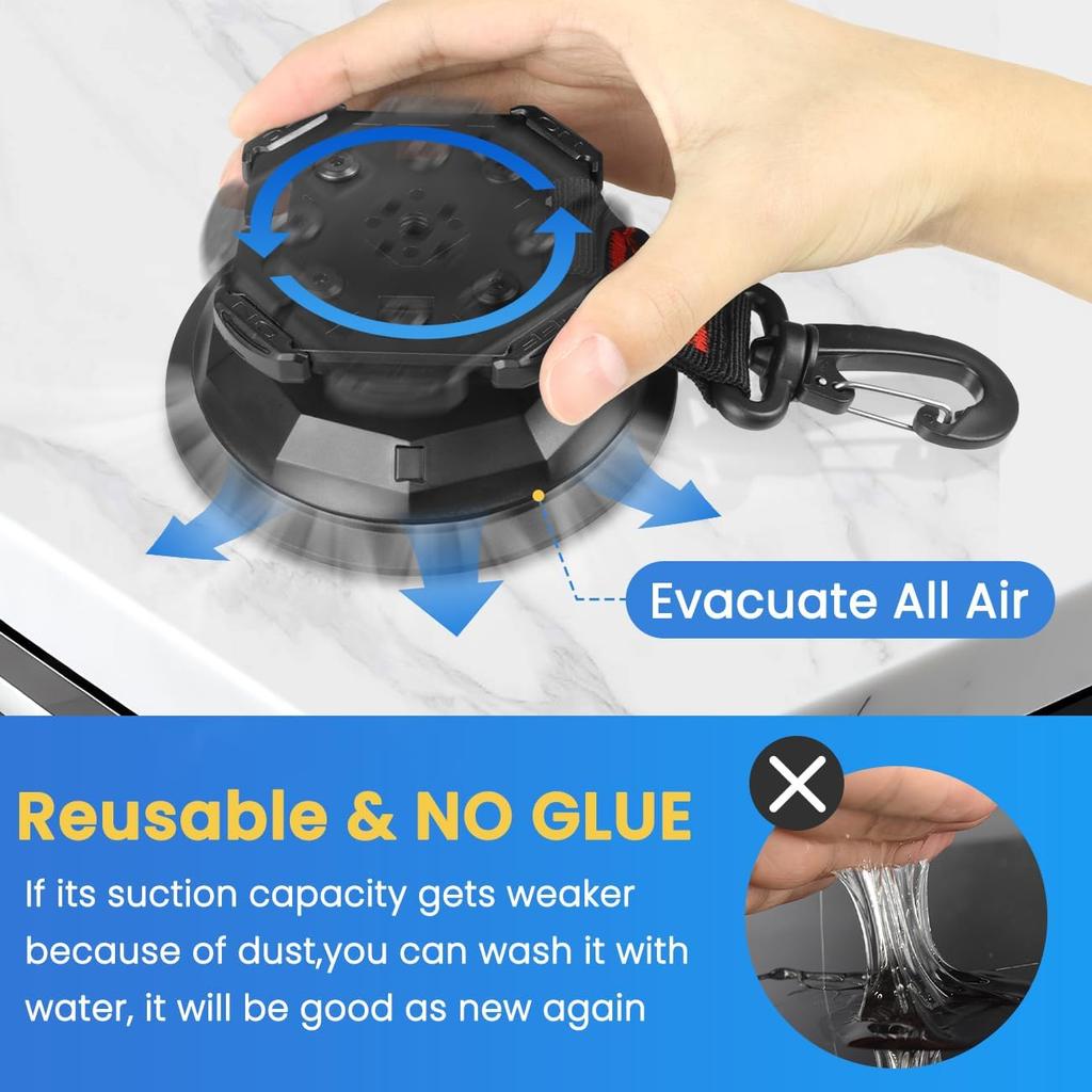 2/4Pcs Upgrade Heavy Duty Rotating Vacuum Suction Cups Anchor Hooks With 2/4Pcs Buckles,Large Hook Suction Cup Hangers,Strong Suction Cup Hook For RV