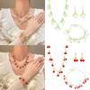 Delicate Strawberry/Cherries Necklace Bracelet Earrings Set Contemporary Acrylic Cherries and Strawberry Jewelry