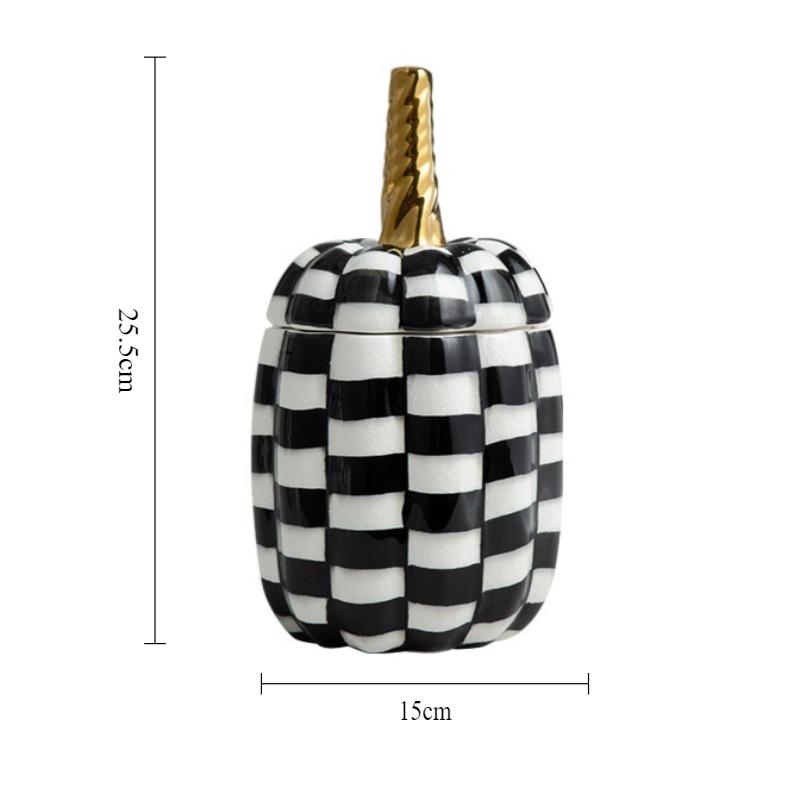 Ceramics Pumpkin Storage Boxes Modern Luxury Storage Box Entrance Hall Desktop Organize Case Home Decoration Candy Jar with Lid