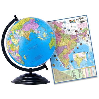 Globe Educational 15 Inch Height Metal Black Base Globe with India Political Map (70 X 100 Cm) Home Decor World Globe Office Decor Gift Item