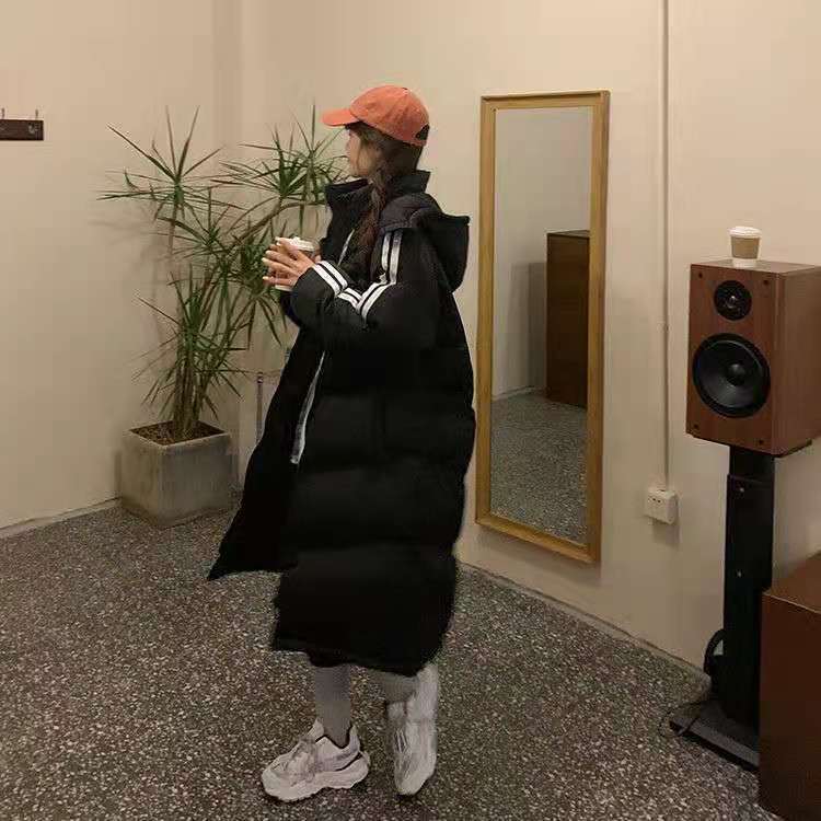 

Зимняя новая пуховая одежда с хлопковой подкладкой, женское пальто, свободная утолщенная повседневная одежда с хлопковой подкладкой L чёрный