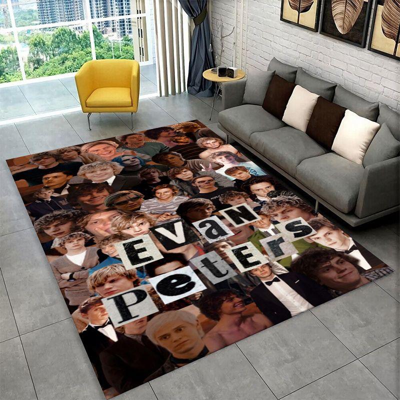 3D Evan Peters star Carpet Rug for Playroom Bedroom Living Room Sofa Home Decor,kid Game Area Rug Non-slip Floor Mat gift