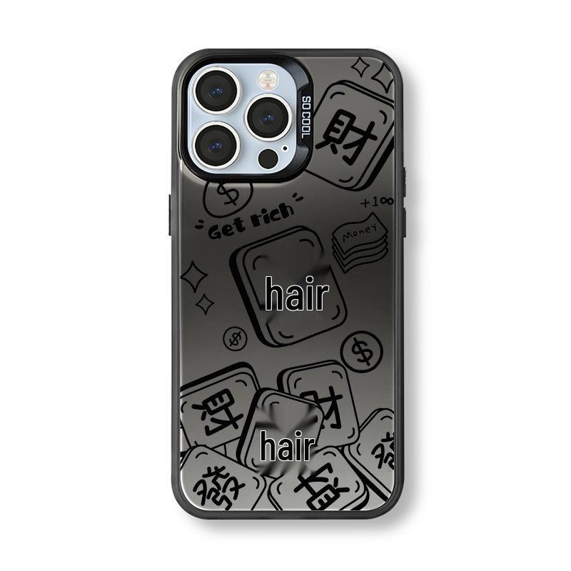 Mahjong Fa Cai Silberne Handyhülle für iPhone 12 Pro Max/13/14/16/17, 15 Farben verfügbar, Grenzüberschreitende Nische.