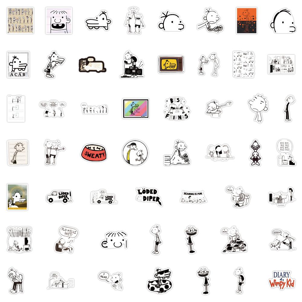 50 Diary of A Wimpy Kid Graffiti Stickers DIY Decorative Guitar Skateboard Waterproof Stickers