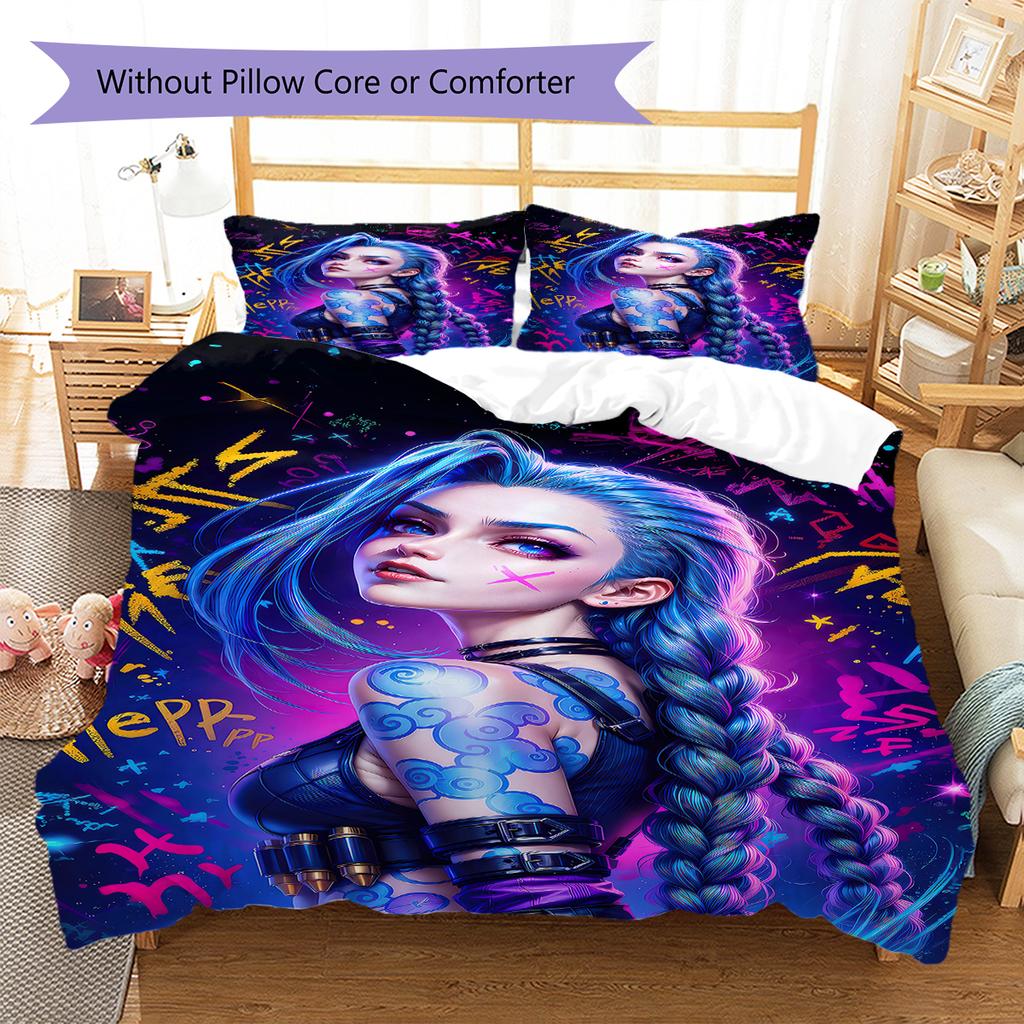 Jinx Pattern Bedding,Quilt Set Quilt Cover Pillowcase Home Birthday Gift (1 * Duvet Cover + 2 * Pillowcase, Without Core)