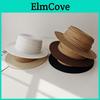 Retro Flat Top Straw Hat For Women With Wide Brim And Sun Protection For Vacation