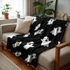 Grunge Ghost Grid Soft Flannel Blanket Breathable Warm Throw for Office Car Sofa Kids Room Birthday Xmas Gift