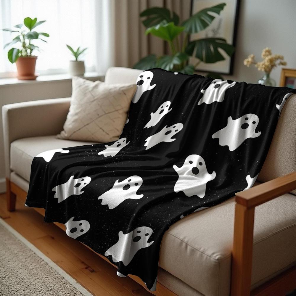 Grunge Ghost Grid Soft Flannel Blanket Breathable Warm Throw for Office Car Sofa Kids Room Birthday Xmas Gift