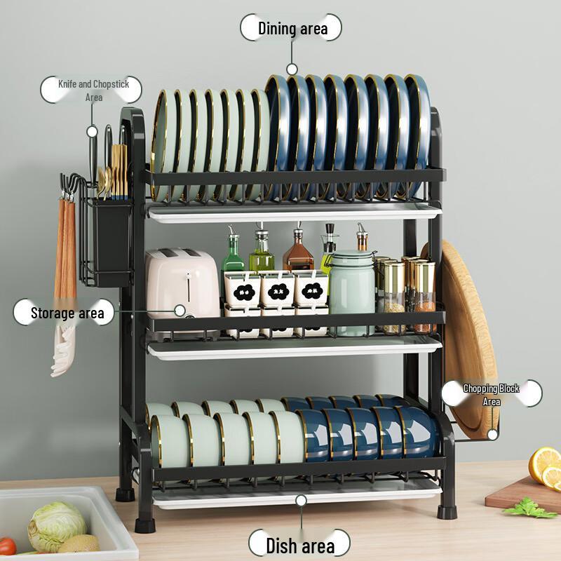 Kitchen Countertop 3-Tier Dish Drying Rack