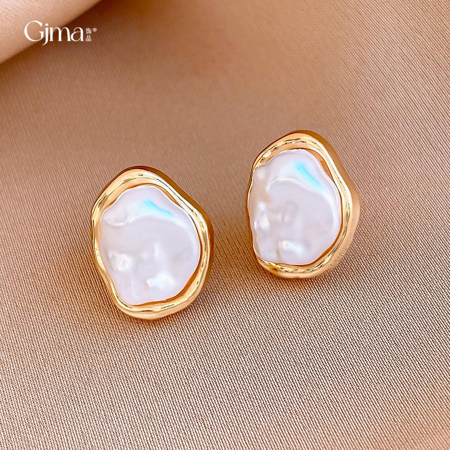 Korean Temperament Simple Irregular Geometric Pearl Ear Clips Women's Pierless Earrings Earrings