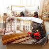 Funda Nórdica Tamaño Completo Trenes para Niños Juego de Cama de Locomotora de Vapor Microfibra 3D Vehículos Ferroviarios Cubierta de Edredón para Decoración de Habitación de Niños Adolescentes