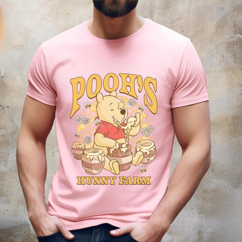 2026 New Fashion Winnie The Pooh Christmas Art Print Womens TShirt Short Sleeve O Neck Casual Loose Plus Size Top