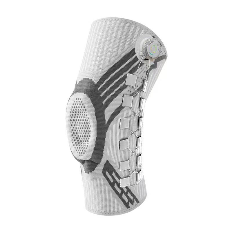 Verstellbare rutschfeste Silikon-Kniebandage für Laufen im Freien - Stoßdämpfend, Druckunterstützung mit Cross-Upgrade-Drehknopf XX-Large white