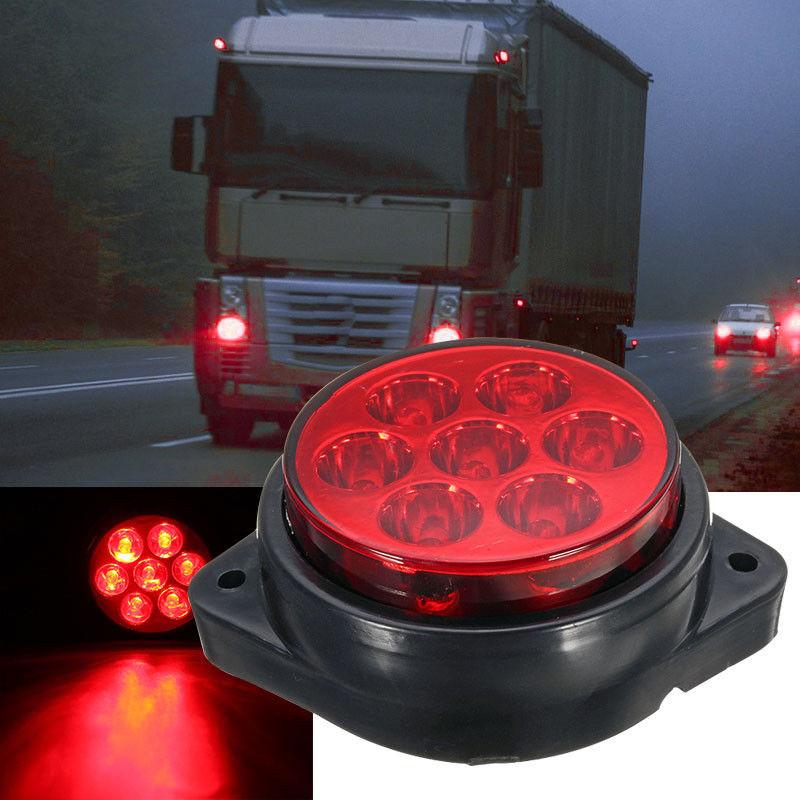 Red 7 LED Round Side Marker Indicator Clearance Light Car Truck Trailer