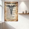 Semn Metalic Vintage Clădire Răbdare Lecții de Îngrijire Caduceu Cutie Metalică Decor Rustic Antichitate Umor Medical pentru Casă Birou Man Cave
