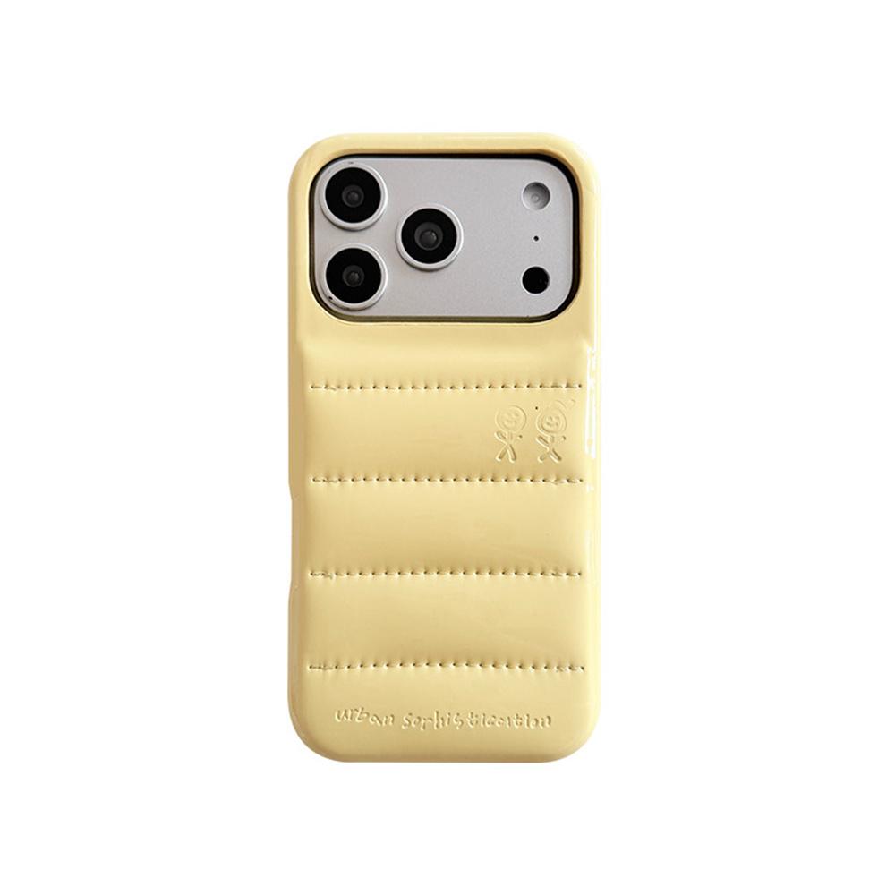 Luxury PU Leather Puffer Phone Case For 17 16 15 14 Pro Max 13 Shockproof Cover Urban Sophistication Down Jacket Caps
