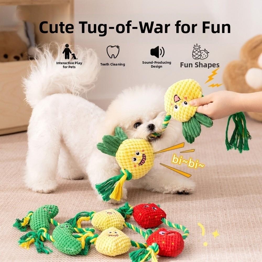 Bite-resistant Dog Plush Toy Knot Training Chew Dog Dental Cleaning Toy Builtin Squeaker Sound Making Dog Sound Squeaky Toy