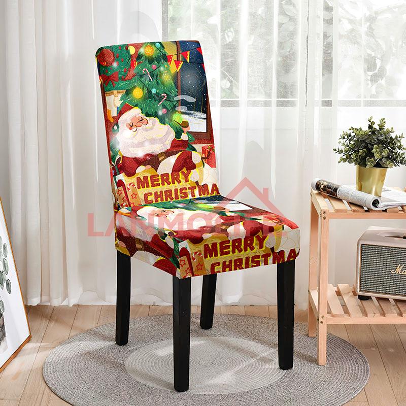 Christmas Chair Cover Full Package Applicable Decoration Elastic Chair Covers High Back Dining Chair Cover Atmosphere M037