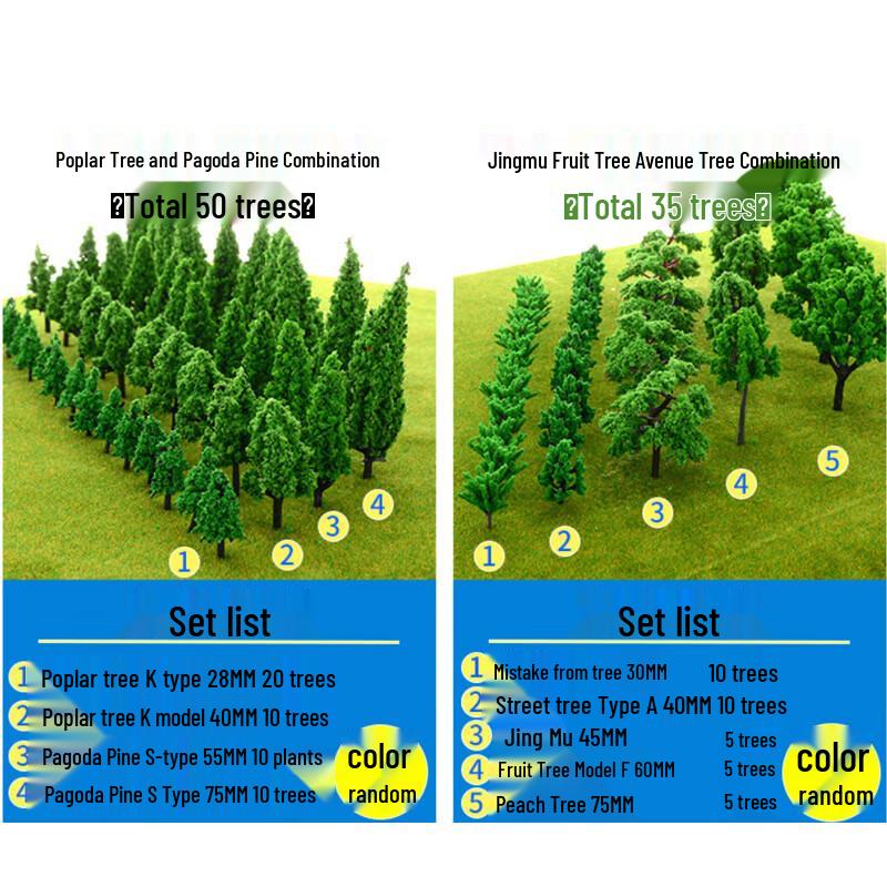 40 Pcs Yellow-Green Model Trees for Sandbox Training