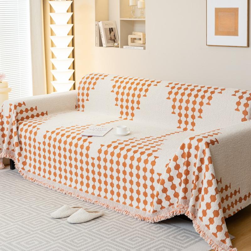 Plush Geometric Blanket Sofa Towel Cover One-piece Type Universal Four Seasons Non Slip Sofa Cushion Cover Full Wrap Cloth Towel