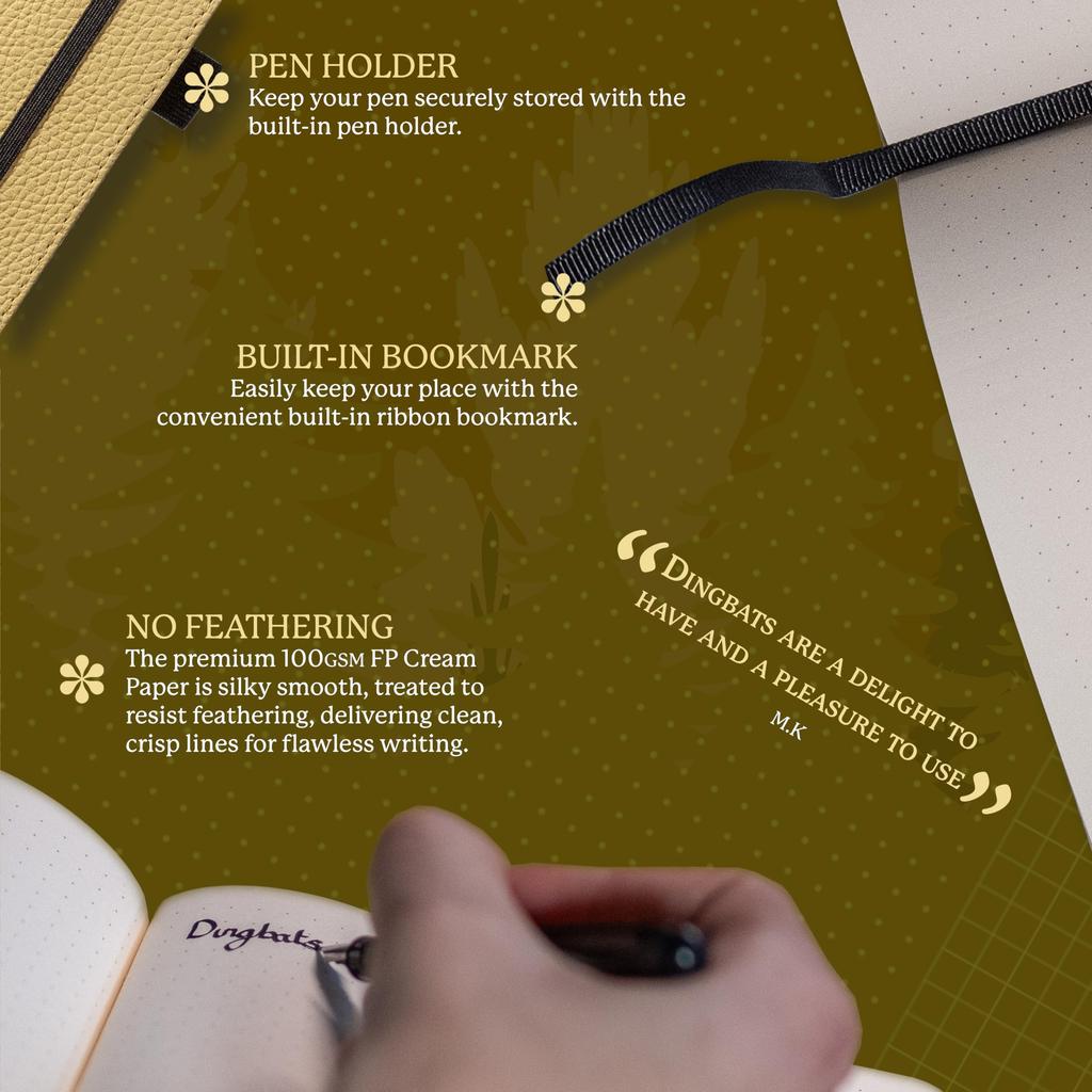Wildlife Lined Medium Cream Hardcover Cream 100gsm Paper Includes Bookband Bookmark Notebook, Wolf, A5+ - - Ink-Resistant - Pocket, &
