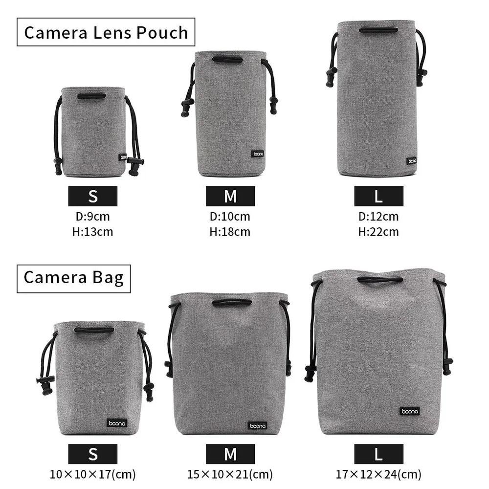Adjustable Strap Camera Storage Bag Dustproof Velvet Lining DSLR Drawstring Bag Inner Bag Waterproof Lens Protective Case