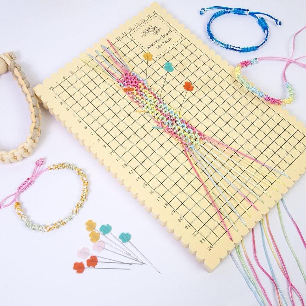 Macrame Board and Pins Kit with Grids for Measuring Reusable English Instruction Handmade