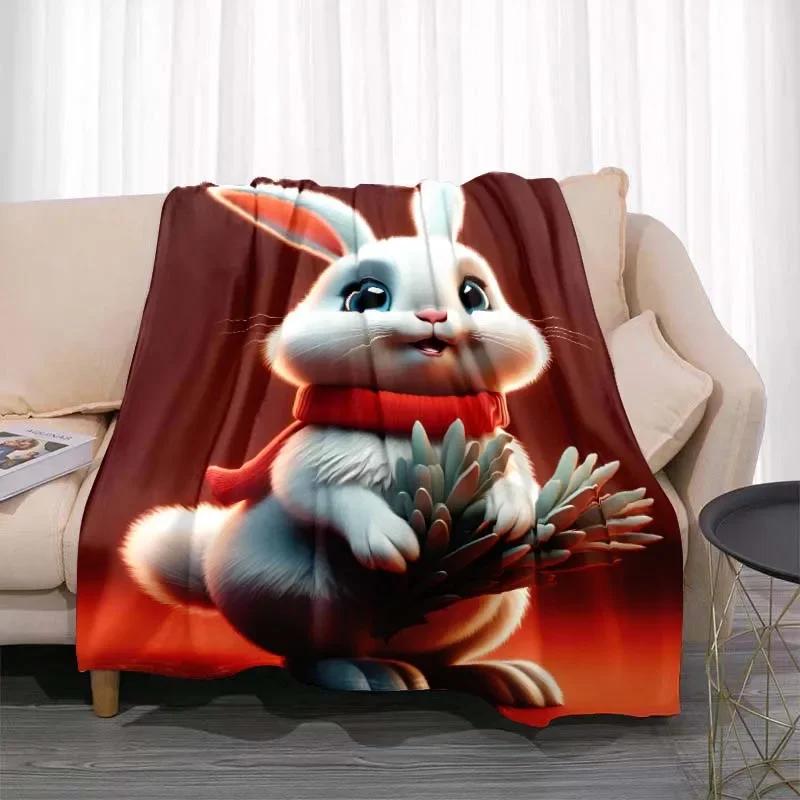 3D Cartoon rabbit pattern printed blanket for living room bedroom home decor children's room bed blanket picnic blankets Luxury