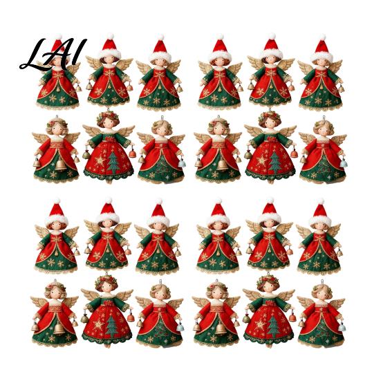 DIY Holiday Crafting Pieces 6/10/12/24/36PCS 2D Flat Wooden Angel Christmas Ornaments Hanging Decorations for Xmas Retro Style Ornaments Tree Wall,