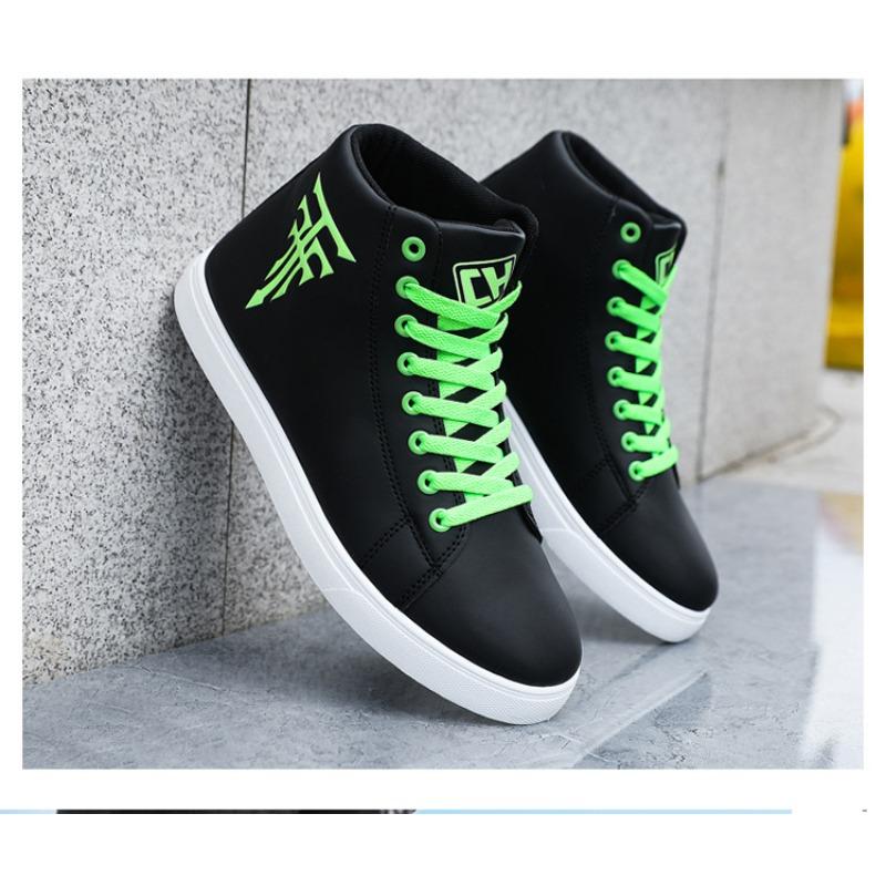 Large Men's Shoes, High Top Casual Board Shoes, Size 48, Medium Top Leather Surface, Waterproof and Anti Slip for Men