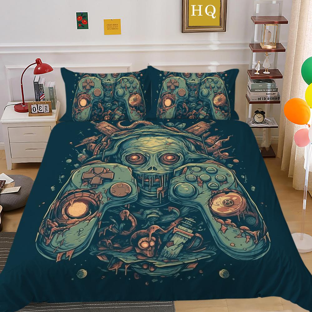 Conjunto de capa de edredom da moda, têxteis para o lar, jogo 3D, impressão de alça, conjunto de cama para adolescentes, menino, colchas, conjunto de cama de luxo, capa