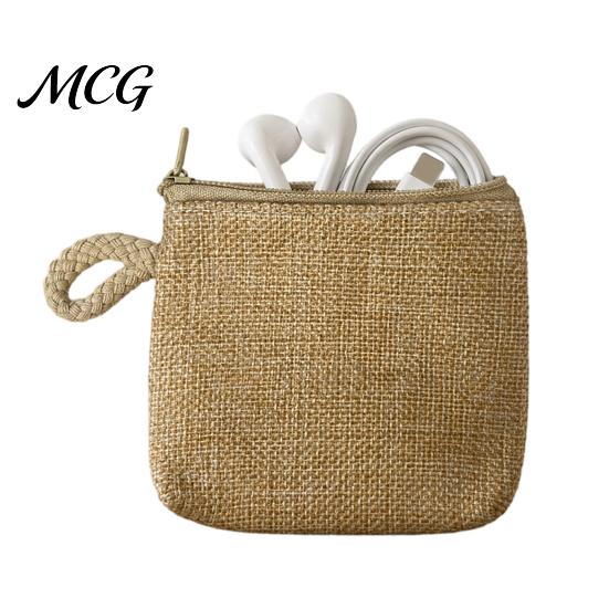 Hand Strap Coin Purse Women Purse, Fabric Mini Change Portable Small Japanese Casual Style Bag Zippered Pouch for Coins Cash Cards Lipstick