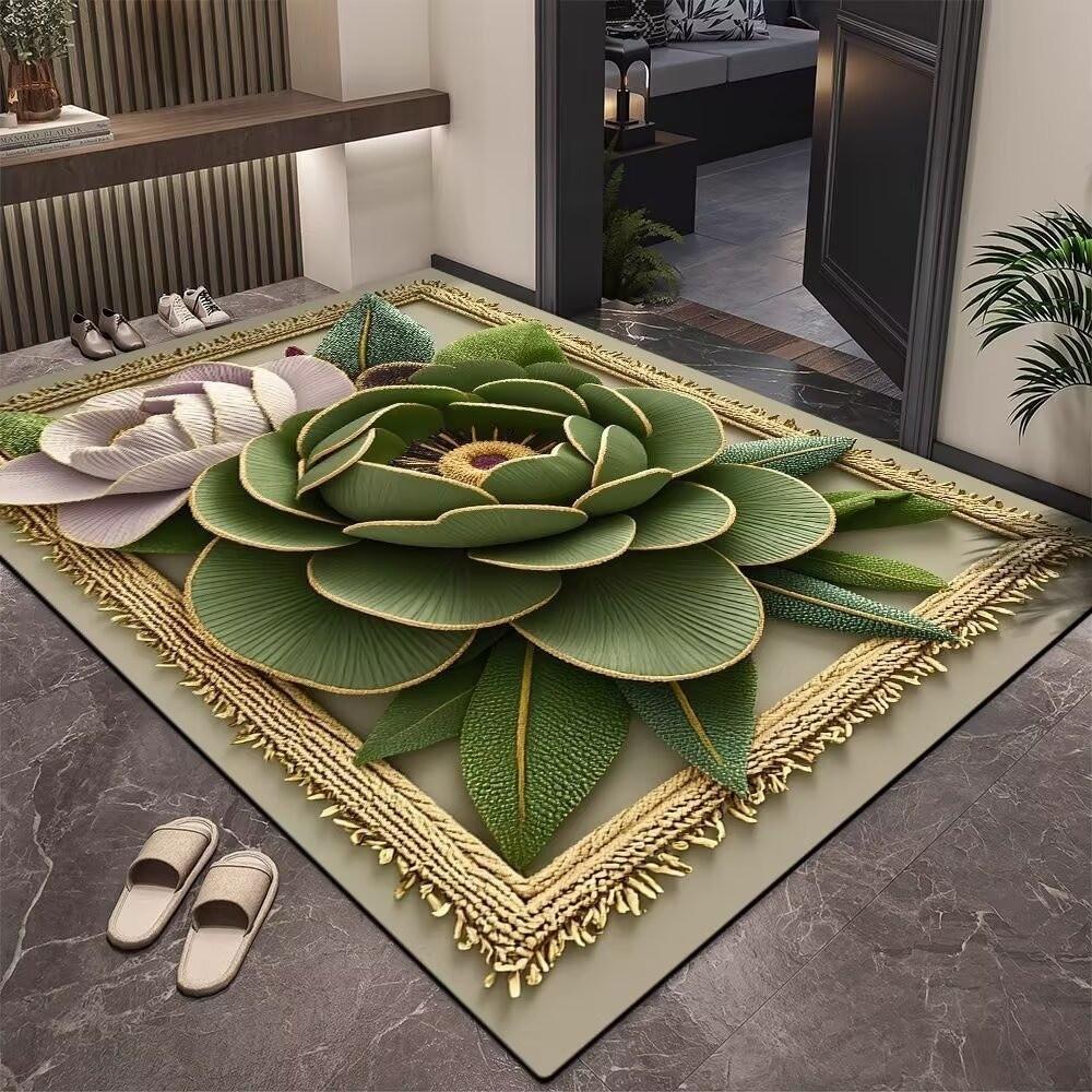Non-Slip Door Mat 3D Carpet New Floral Pattern Carpet  Bathroom Entrance
