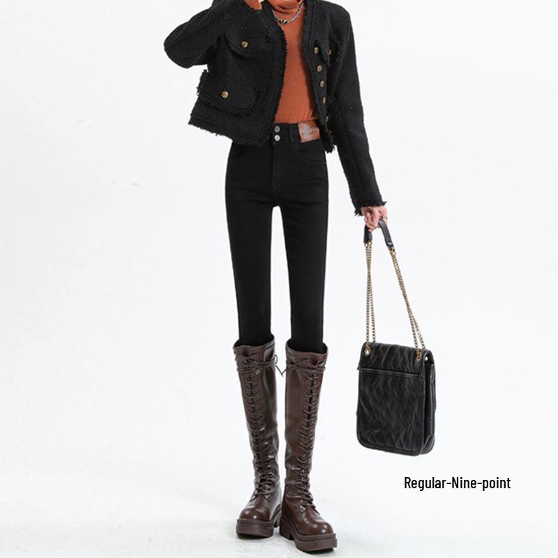 

2024 Женские джинсы скинни с высокой посадкой и флисовой подкладкой 31