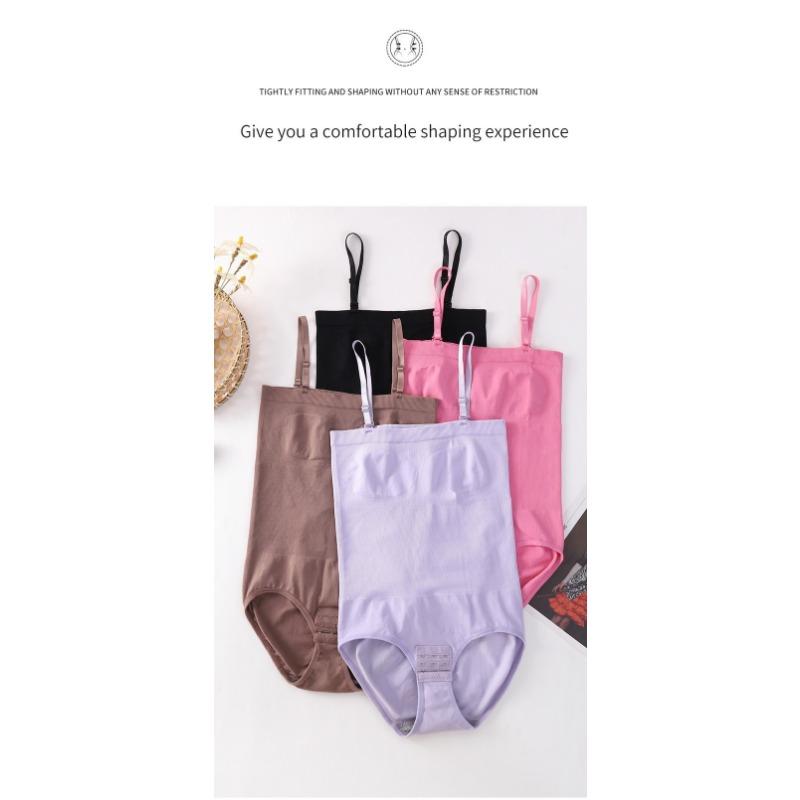 Solid Color Seamless Strappy One Piece Tummy Control Body Shaper For Women