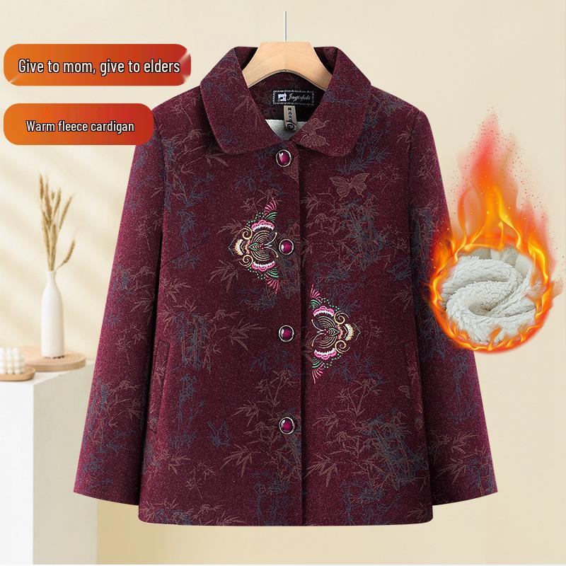 Red Fleece-Lined Jacket for Women 60+, Grandma s Winter Coat, and Mom s Thicker Top. 4XL (135-150 jin) фиолетовый