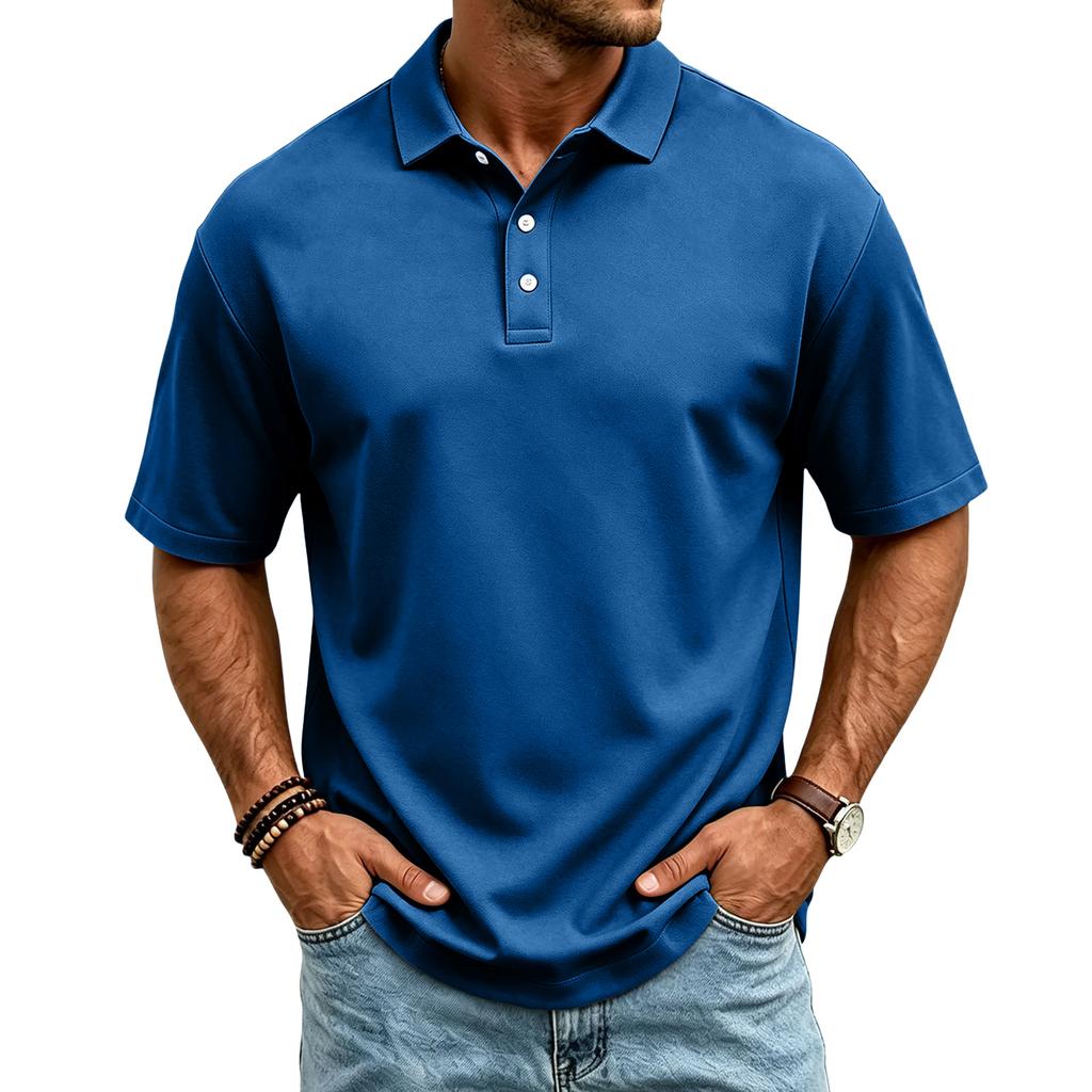Men's Casual Quick Dry Mesh Golf Polo Shirt Short Sleeve Lightweight Breathable Classic Fit Button Down Collar Top for Sports Outdoor Activities
