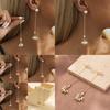 Modern Geometric Pearl Earrings Gold Tassel Chain Long Dangle Earrings For Women