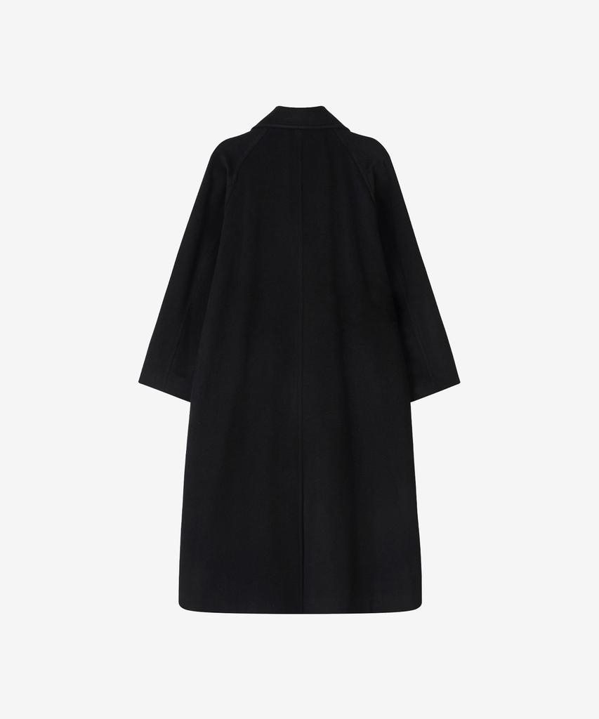 Basika Wooden Cashmere Balmacaan Long Coat (Black)