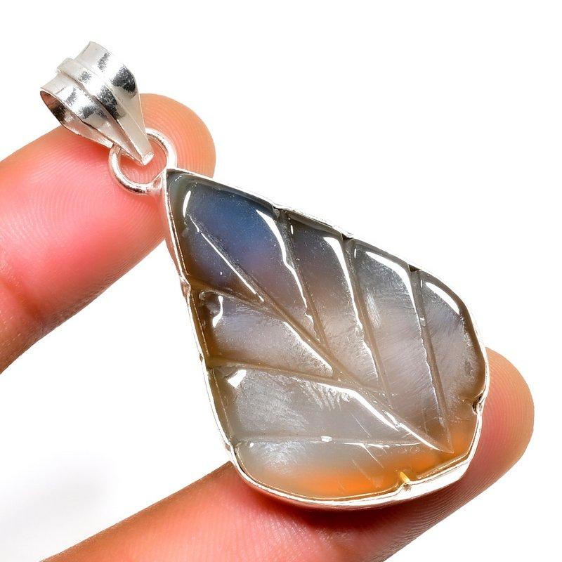 

Подвеска ручной работы из ботсванского агата с посеребрением 925 пробы, 2,08 дюйма 2.08 чёрный