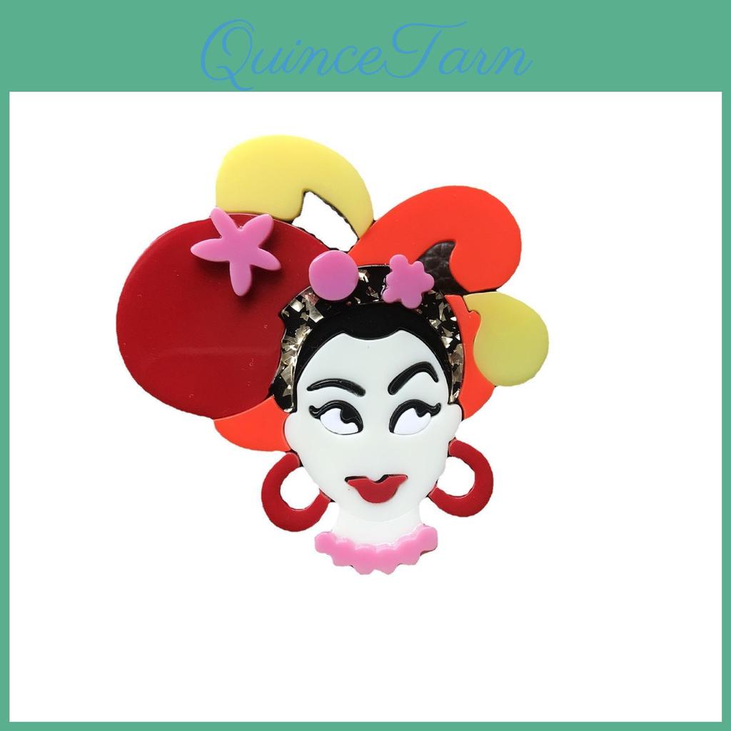Cute Pin Blucome Acrylic Cartoon Exaggerated Girl Brooch Bag Accessories
