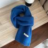 100% Wool Knit Cashmere-Style Scarf: Versatile Solid Color for Men and Women, Korean Winter Fashion