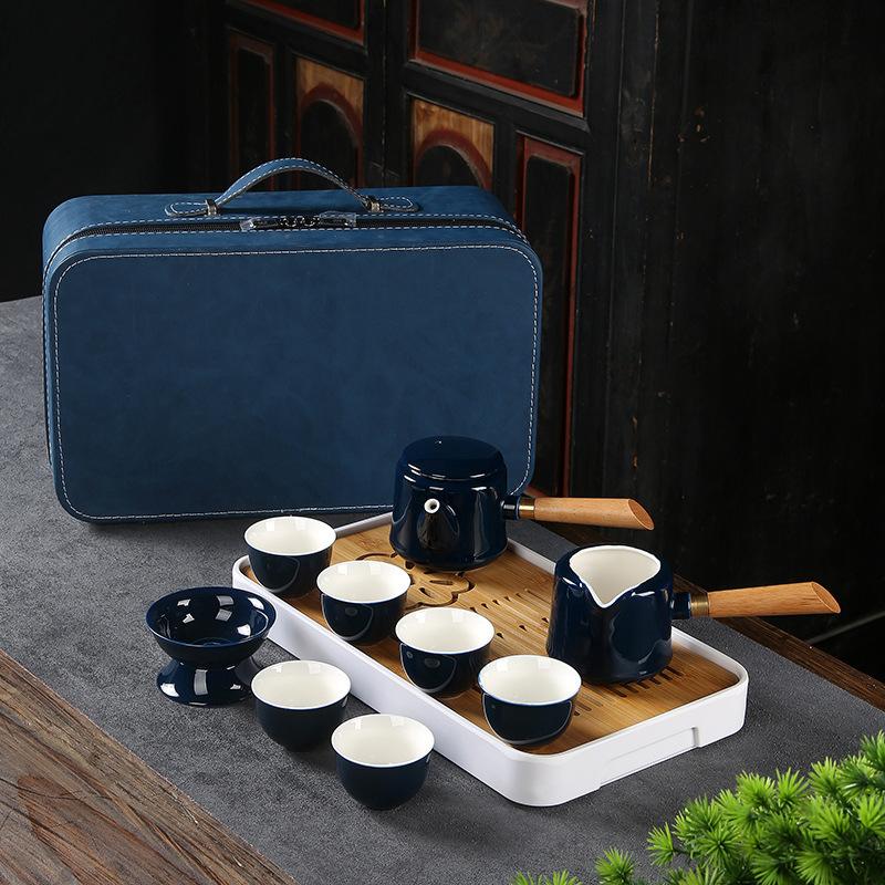 Travel Tea Set High-end Kung Fu Tea Set Business Gift Tea Set Ji Blue Glaze Ceramic Tea Set
