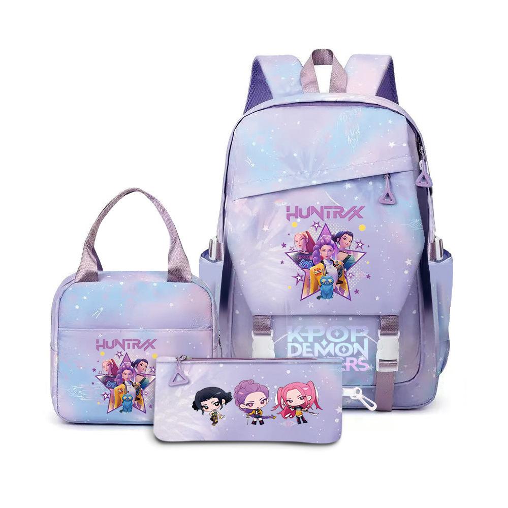 Kpop Demon Hunters, Elementary School Bag, Children'S Backpack, Lunch Bag, Pencil Bag, Three-Piece Set, Student Backpack