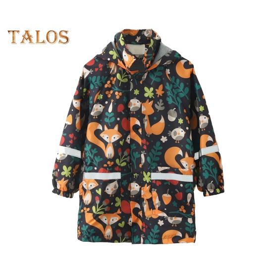 Children Hooded Raincoat Cartoon Rain Jacket Multicolor Waterproof Jacket with Pockets Fall Winter School Outfit for Boys Girls 3-11 Years