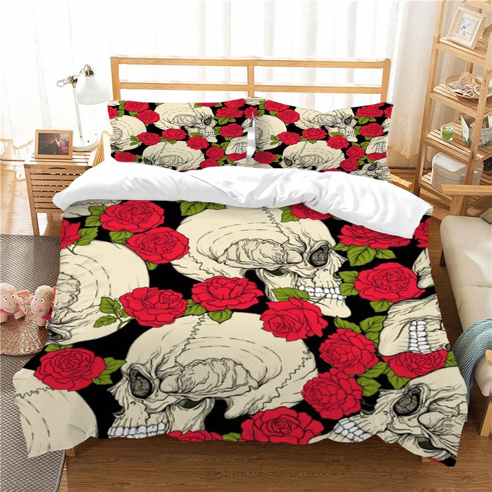 

Пододеяльник в стиле черепа, комплект постельного белья с 3D-принтом черепа, наволочка из микрофибры для спальни, детский односпальный двуспальный комплект постельного белья EU Single 135x200cm