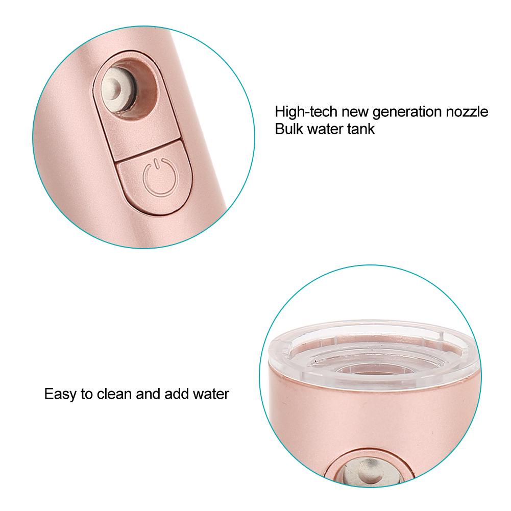 Nano Mist Sprayer Deep Hydrating Portable USB Face Humidifier SkinCare Beauty Tool(Rose Gold )