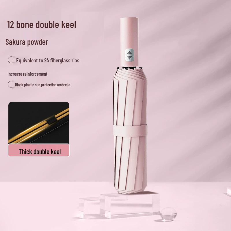 Premium Automatic Anti-UV Folding Umbrella with Dual-Use Sun and Rain Protection and Customizable Logo.